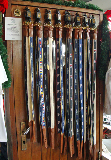 Display of our mens nautical belts